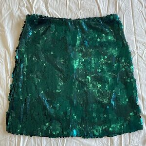 Emerald green sequin skirt by Blue Rain. Size M